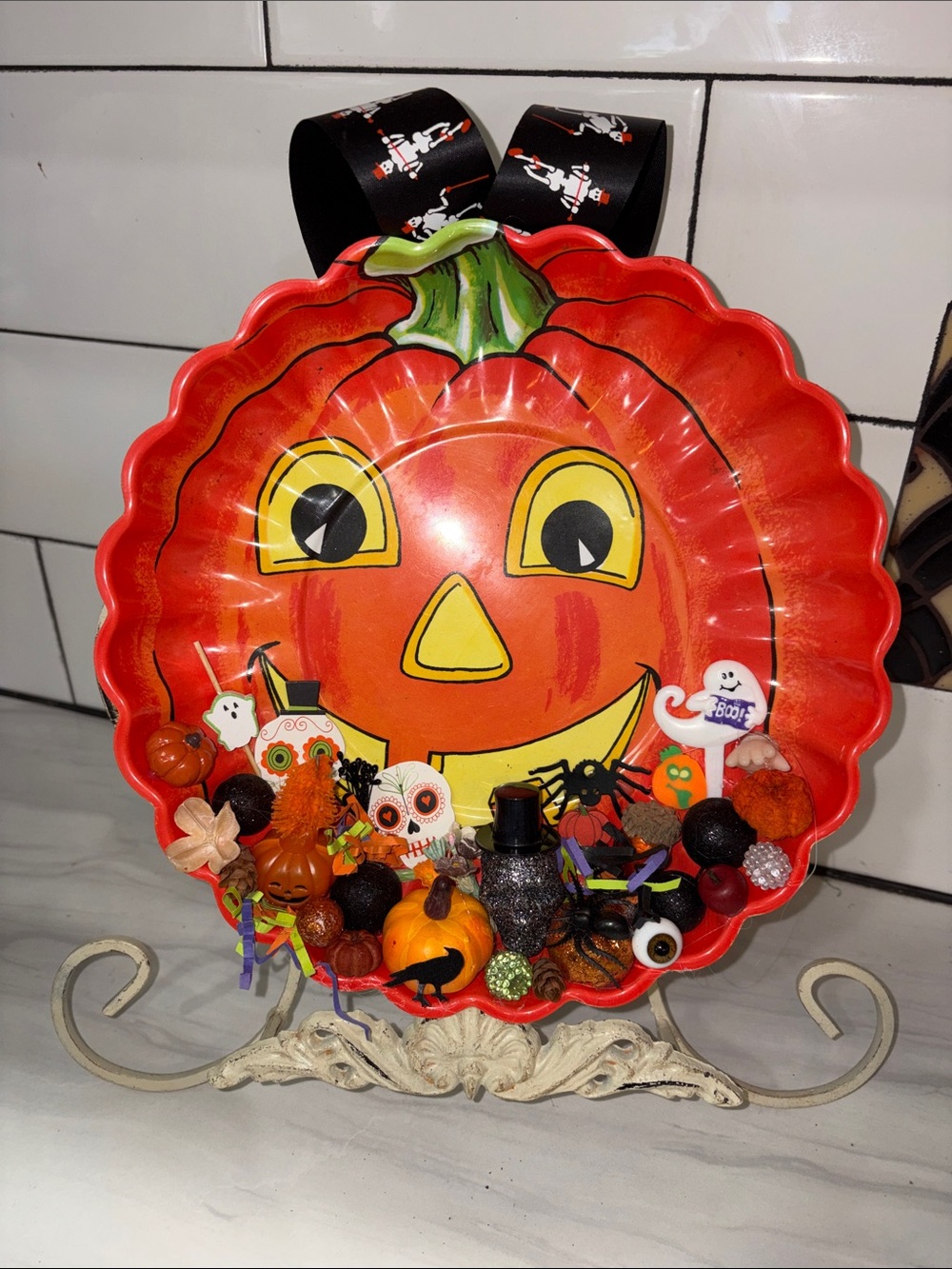 Vintage Halloween Tray Assemblage Decoration